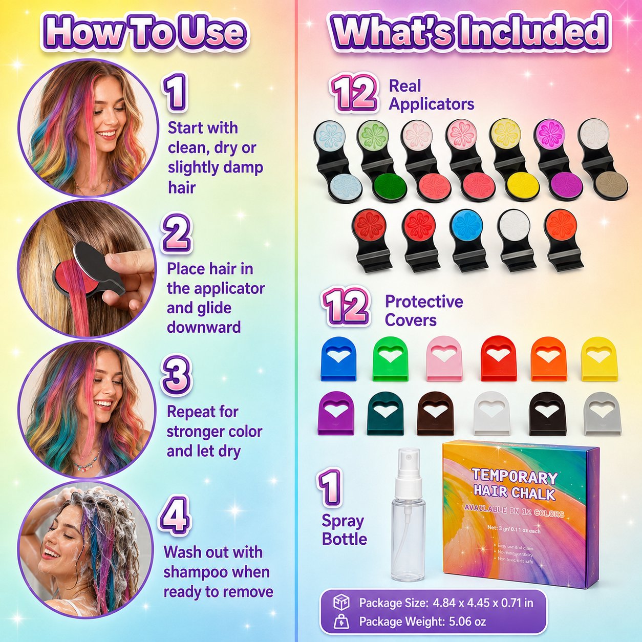 upsell🔥Last Day 50% OFF - 🌈12-Color Temporary Hair Chalk Applicator Set