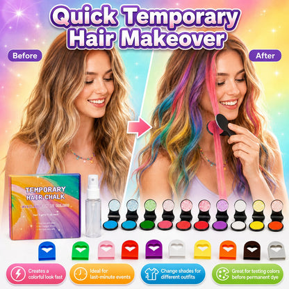 upsell🔥Last Day 50% OFF - 🌈12-Color Temporary Hair Chalk Applicator Set