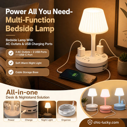 🎁🔥Last day sale 50% OFF🔥💡 Bedside Lamp with AC Outlets and USB Ports