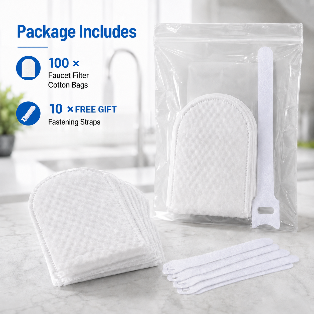 🔥LAST DAY 50% OFF🔥💧Faucet Filter Cotton Bags - Universal, 100 PCS Splash-Proof Faucet Filter 🌟Set