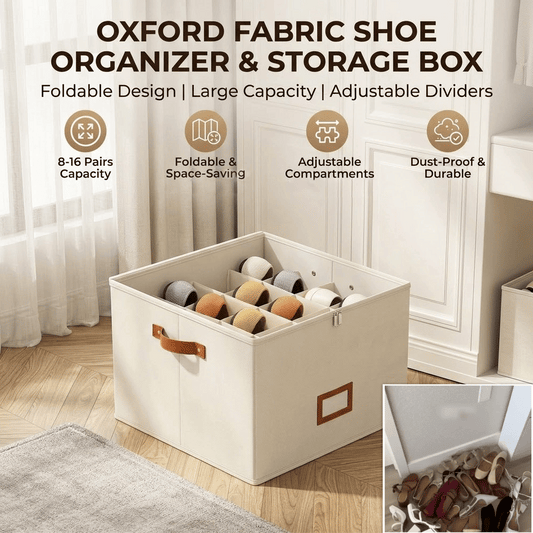 Darolio®🔥Oxford Fabric Foldable Design Shoe Organizer, Storage Box