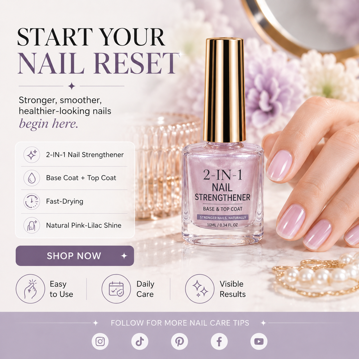 💜💅 Limited-Time OFF !! ⏰ Lilac Glossy Nail Strengthener – Strengthen Weak Nails & Restore Natural Shine — Darolio®