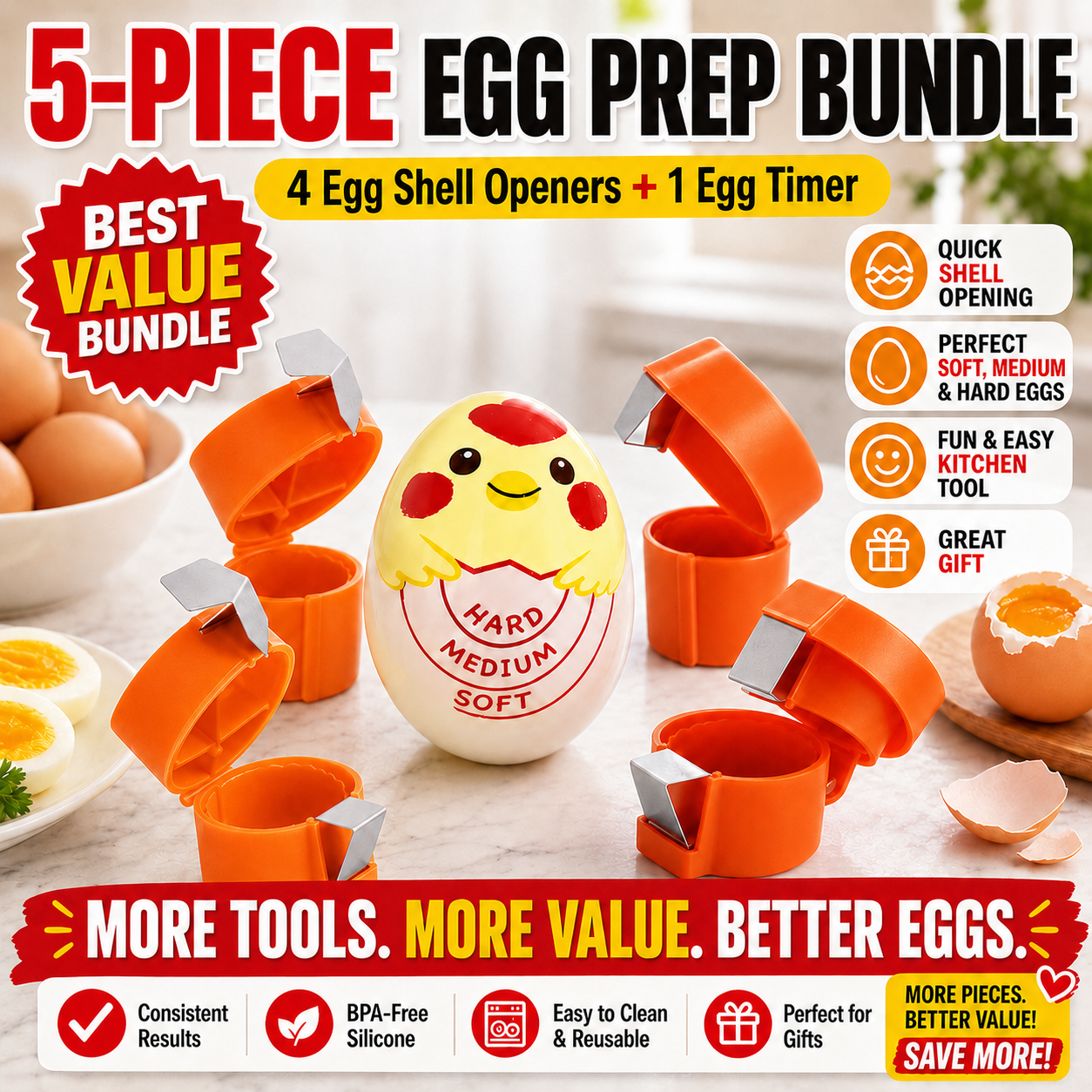 upsell🔥🔥🔥Limited-time 😮‍💨 Buy 1 Get 1 Free ！！！🍳 Quick Egg Cracker Tool – Open Hundreds Of Eggs Faster & Cleaner 🔥