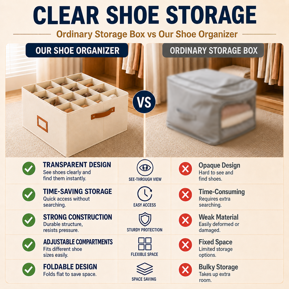 ✨ Foldable 12-Compartment Storage Box – Organize Shoes, Toys & Home Clutter With Smart Space-Saving Design 🏠