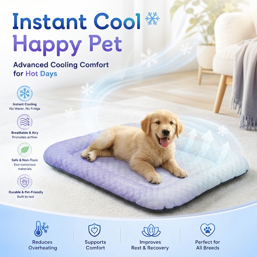 Darolio®❄️Pet Cooling Mat for Dogs & Cats 🐾  Naturally Cool Ice-Silk Pad • Breathable, Washable & Soft