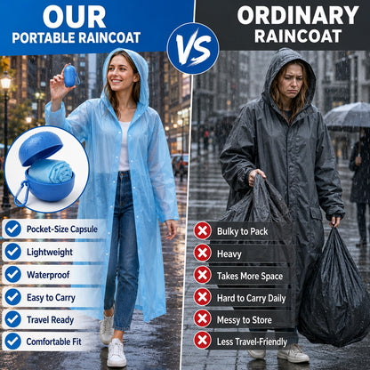 🌧️ 50% OFF! Pocket-Size Emergency Rain Poncho, Ball-Packed Waterproof Raincoat, One-Size Lightweight Rain Protection for Travel, Hiking & Outdoor