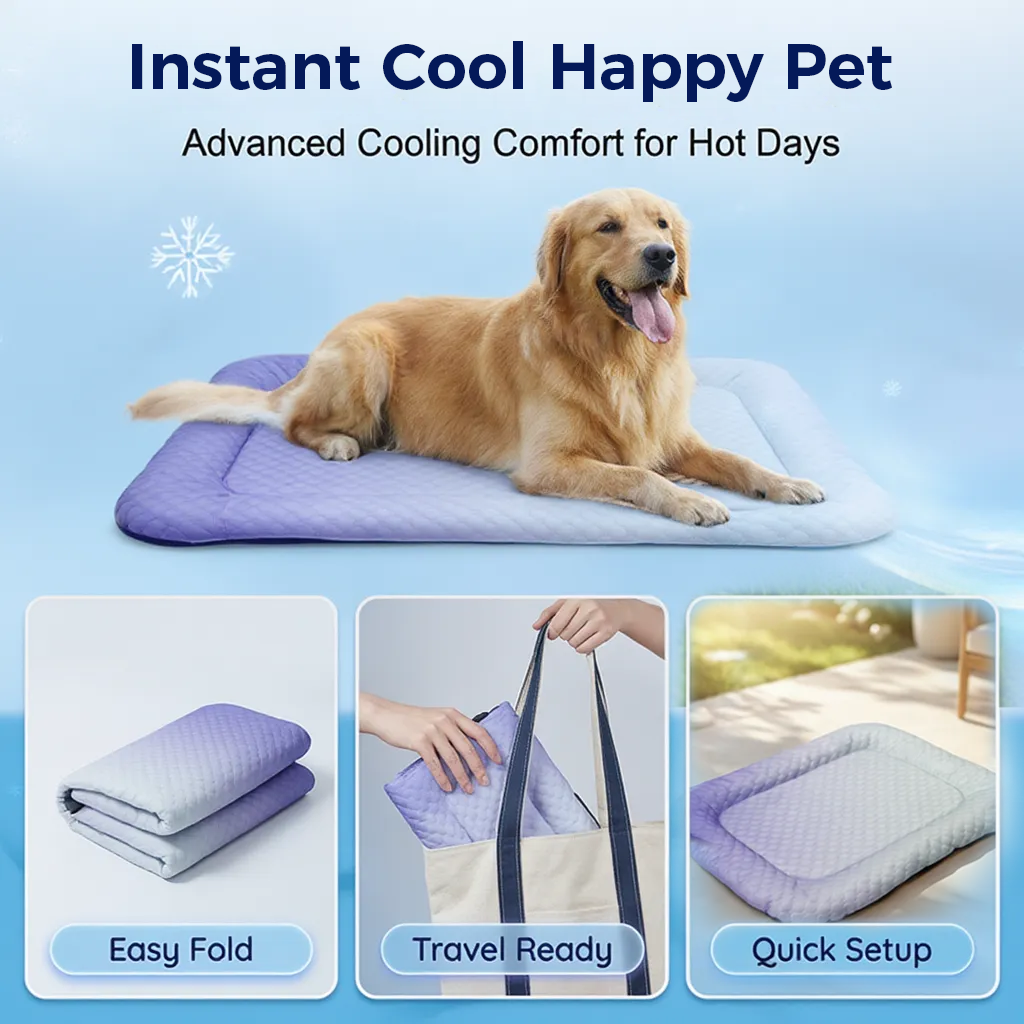 Darolio®❄️Pet Cooling Mat for Dogs & Cats 🐾  Naturally Cool Ice-Silk Pad • Breathable, Washable & Soft