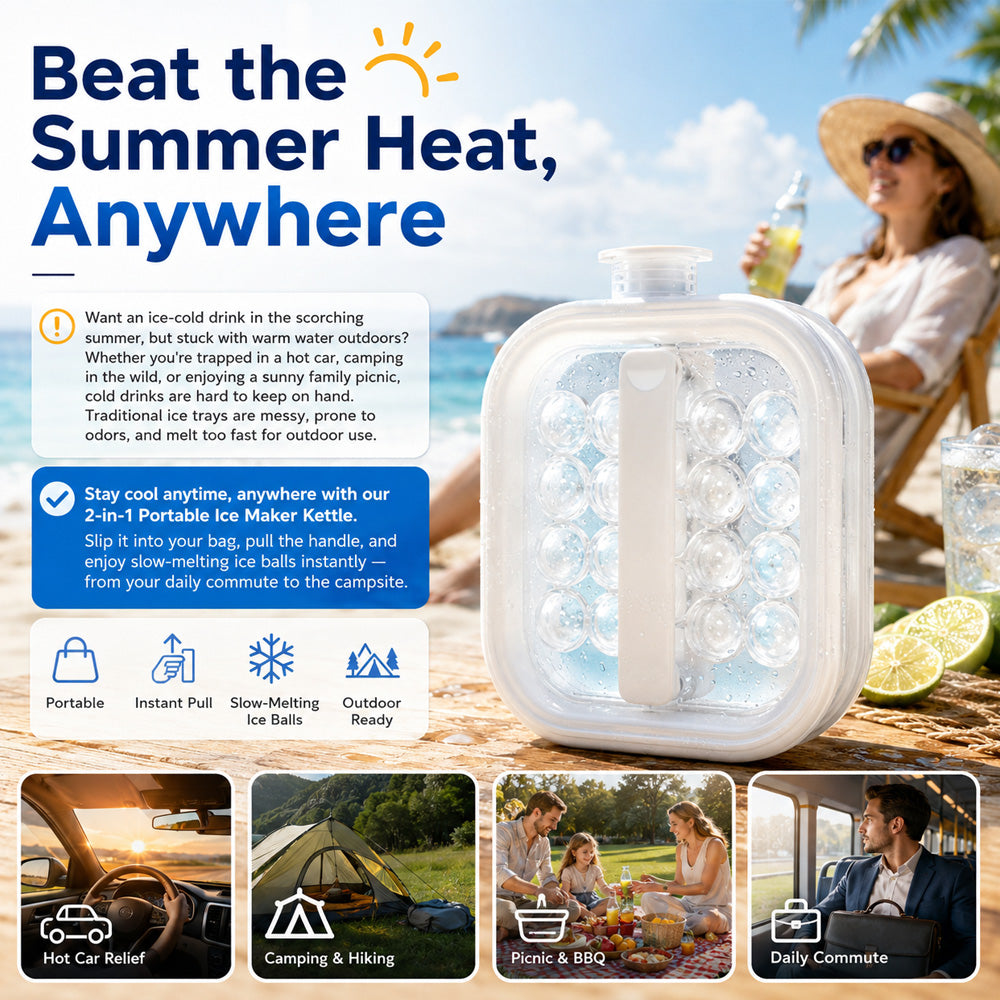 🌞Summer New Hot Selling 50% OFF🎁💦Portable Silicone Ice Ball Maker Kettle🧊