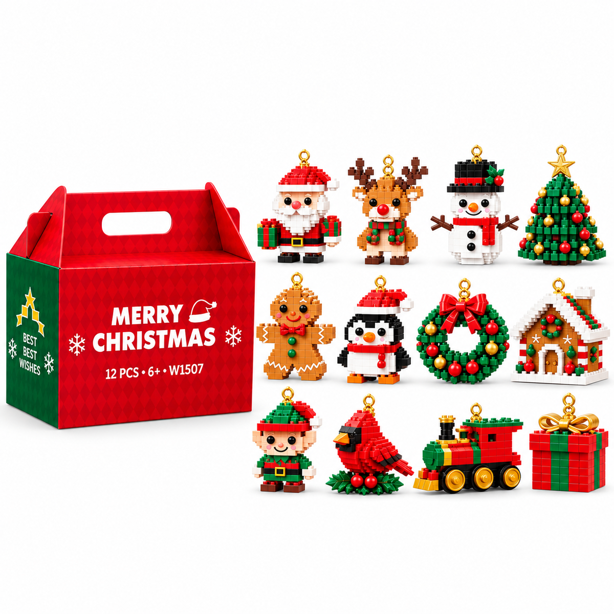 ⏳ Last day to save 49% – 🎄12-Day Mini Christmas Ornament Advent Calendar | 24 unique festive buildable designs with hanging loops—perfect for decorating Christmas trees, wreaths, and holiday displays