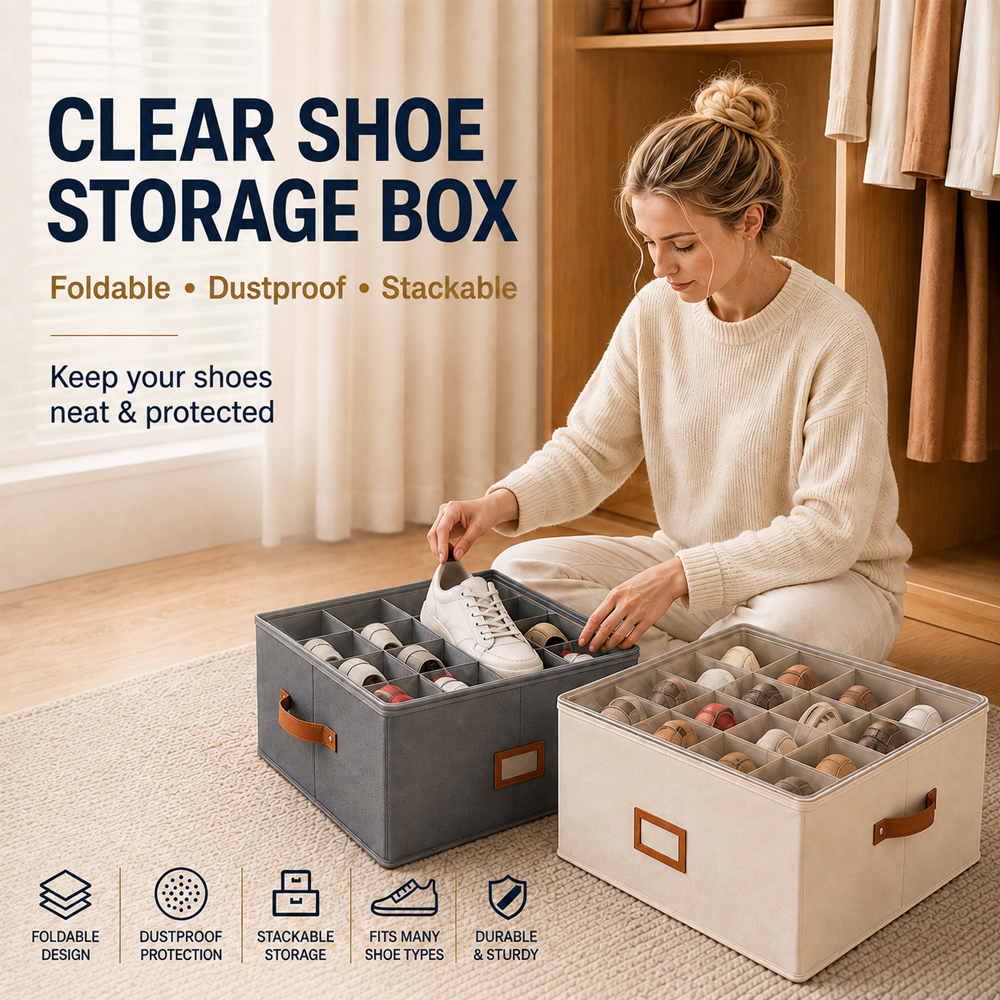 ✨ Foldable 12-Compartment Storage Box – Organize Shoes, Toys & Home Clutter With Smart Space-Saving Design 🏠