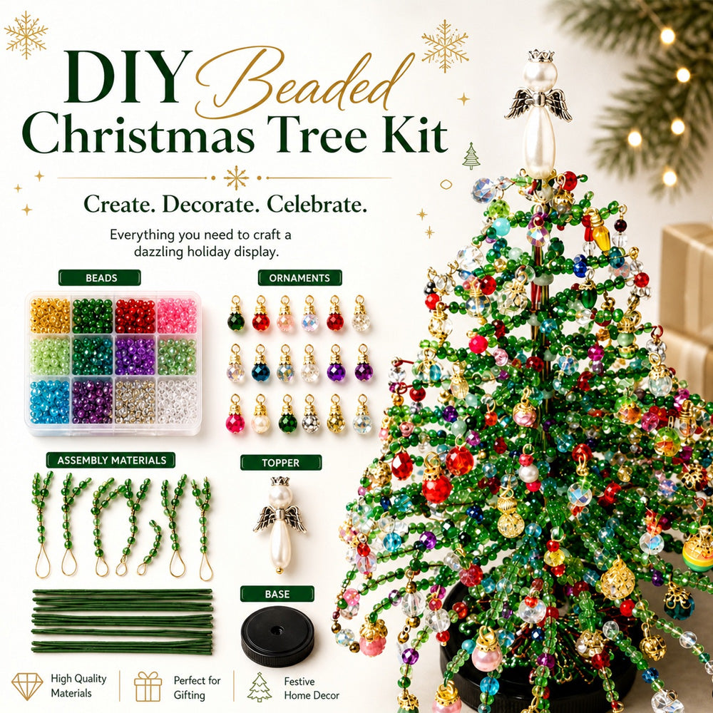 🎄✨ DIY Beaded Christmas Tree Kit – 🎅Create Your Own Sparkling Holiday Decoration