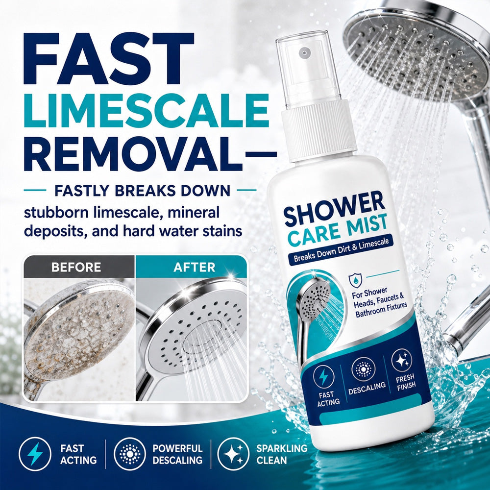 💦50% OFF!✨ Fast-Acting Shower Limescale Remover Spray 🚿💙Dissolves stubborn mineral deposits & hard water stains. Restores water flow & shine – just spray & wipe!🧼💪