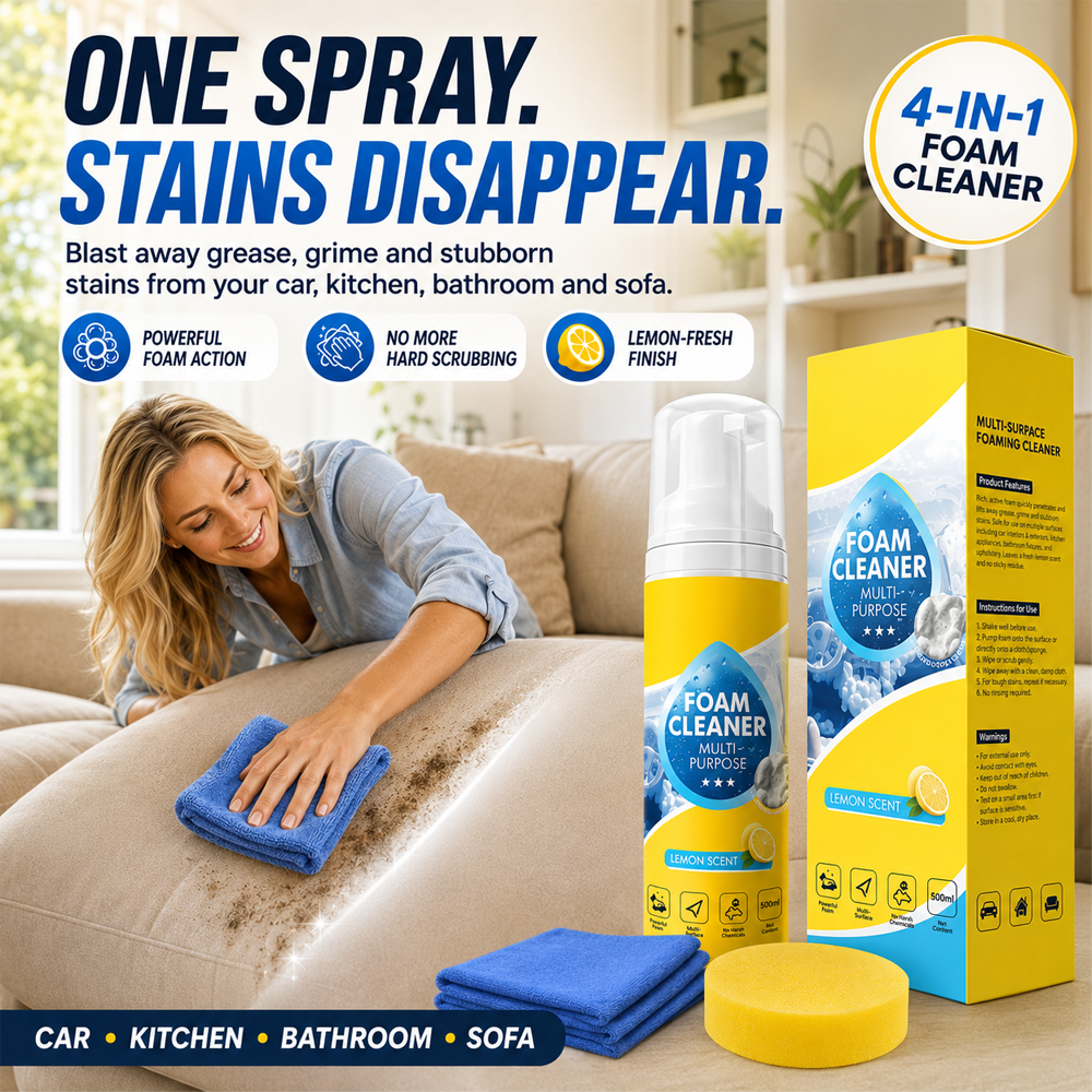 Darolio®🔥 4-in-1 Multi-Enzyme Foam Cleaner – Deep Clean Car, Kitchen, Bathroom & Sofa