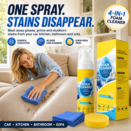Darolio®🔥 4-in-1 Multi-Enzyme Foam Cleaner – Deep Clean Car, Kitchen, Bathroom & Sofa
