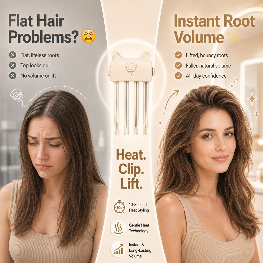 🎉48K+ Sold 💇 Wireless Heated Volumizing Root Lift Clip, Salon Crown Volume Styling Tool for Fine Flat Hair