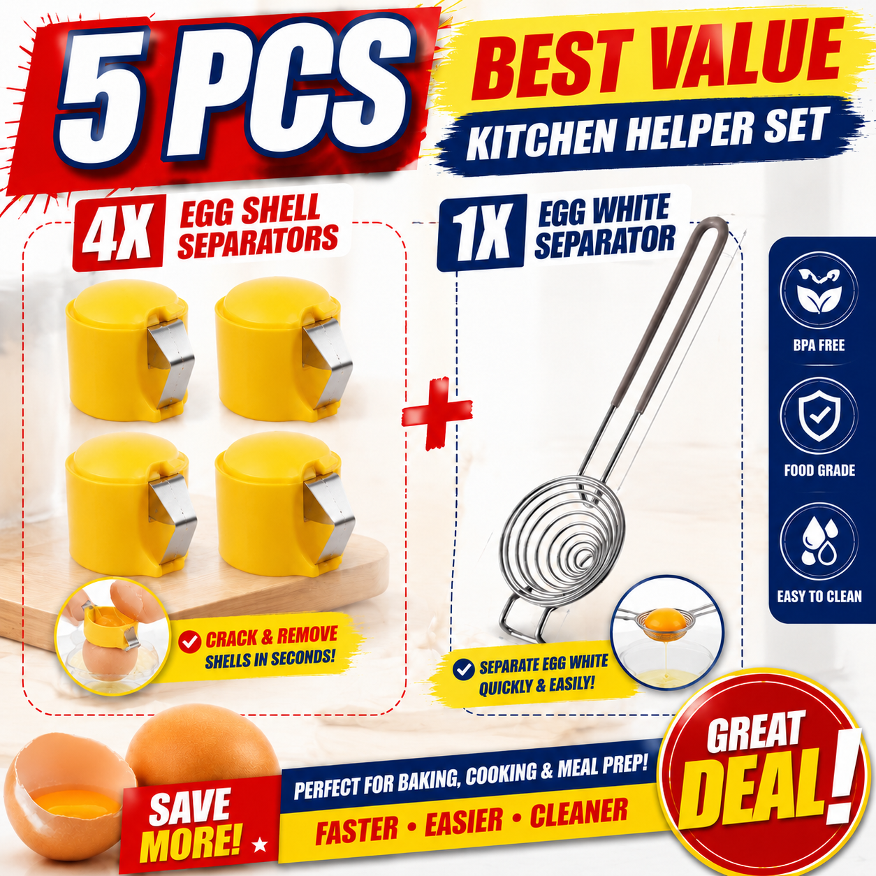 upsell🔥🔥🔥Limited-time 😮‍💨 Buy 1 Get 1 Free ！！！🍳 Quick Egg Cracker Tool – Open Hundreds Of Eggs Faster & Cleaner 🔥