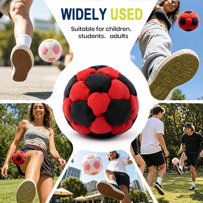 6 Pack Soccer Hackys Footbag Sacks - Soft Plush Footbags for Adults