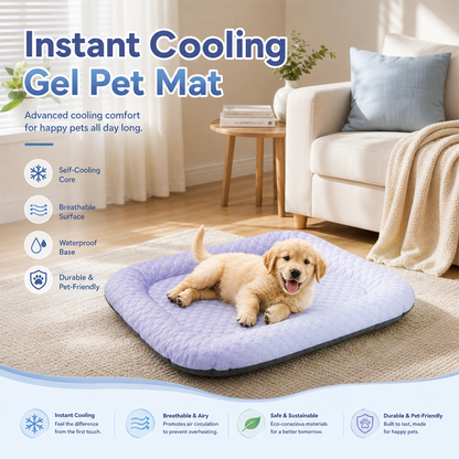 Darolio®❄️Pet Cooling Mat for Dogs & Cats 🐾  Naturally Cool Ice-Silk Pad • Breathable, Washable & Soft