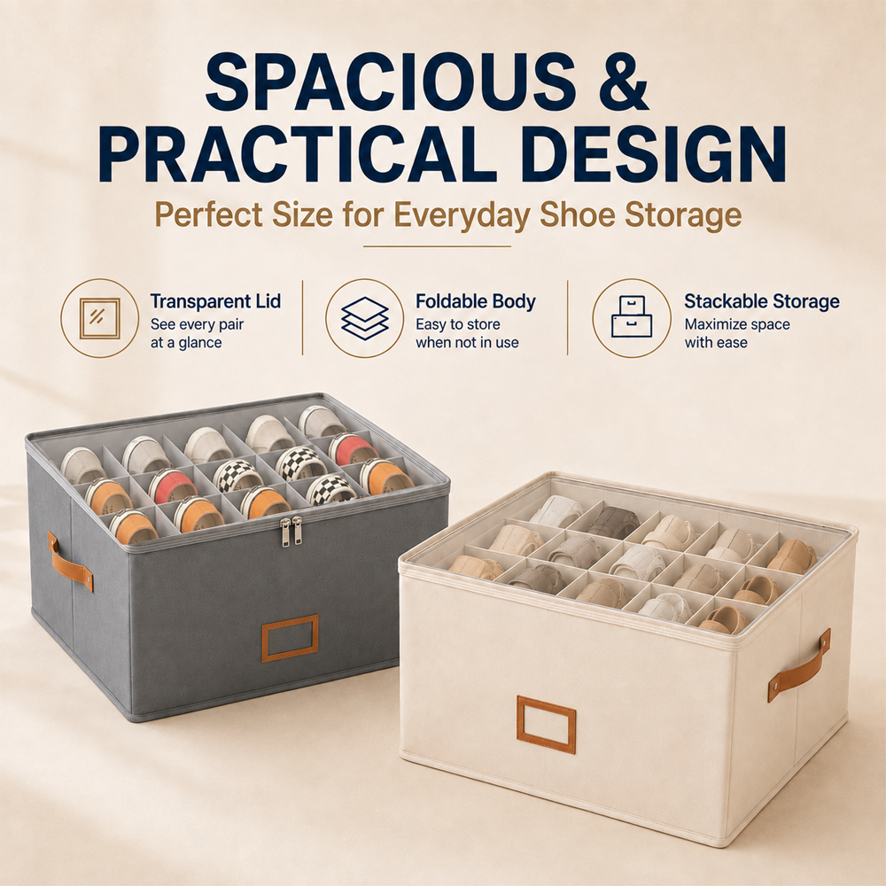 ✨ Foldable 12-Compartment Storage Box – Organize Shoes, Toys & Home Clutter With Smart Space-Saving Design 🏠