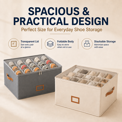 ✨ Foldable 12-Compartment Storage Box – Organize Shoes, Toys & Home Clutter With Smart Space-Saving Design 🏠