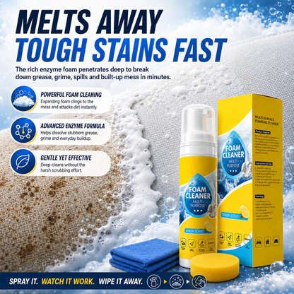 Darolio®🔥 4-in-1 Multi-Enzyme Foam Cleaner – Deep Clean Car, Kitchen, Bathroom & Sofa