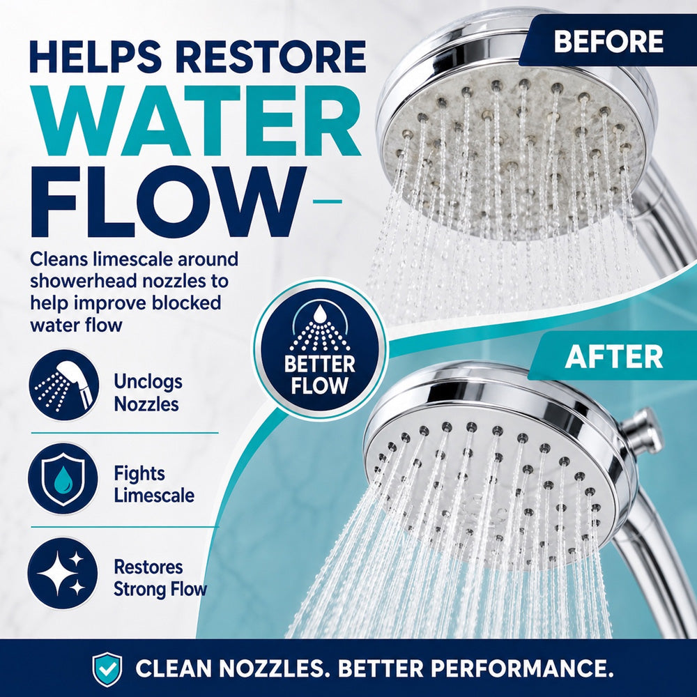 💦50% OFF!✨ Fast-Acting Shower Limescale Remover Spray 🚿💙Dissolves stubborn mineral deposits & hard water stains. Restores water flow & shine – just spray & wipe!🧼💪