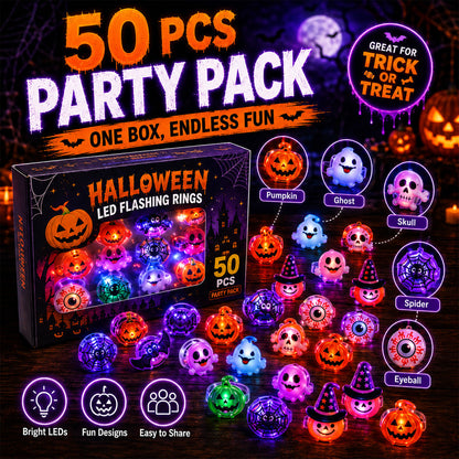 🔥🎃Spooky Season Hot Sale 50% OFF‼️✨LED Light Halloween Glowing Ring 💍| Flashing Light‑Up Party Favor for Halloween Night👻