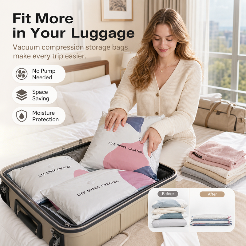 🥳2026 HOT SALE🥳💞50K+ SOLD!Darolio® No‑Pump Vacuum Storage Bags – Press & seal, no pump needed. Saves 80% space, keeps clothes dry & dust‑free. Perfect for bulky bedding & off‑season gear. 🛏️🗄️