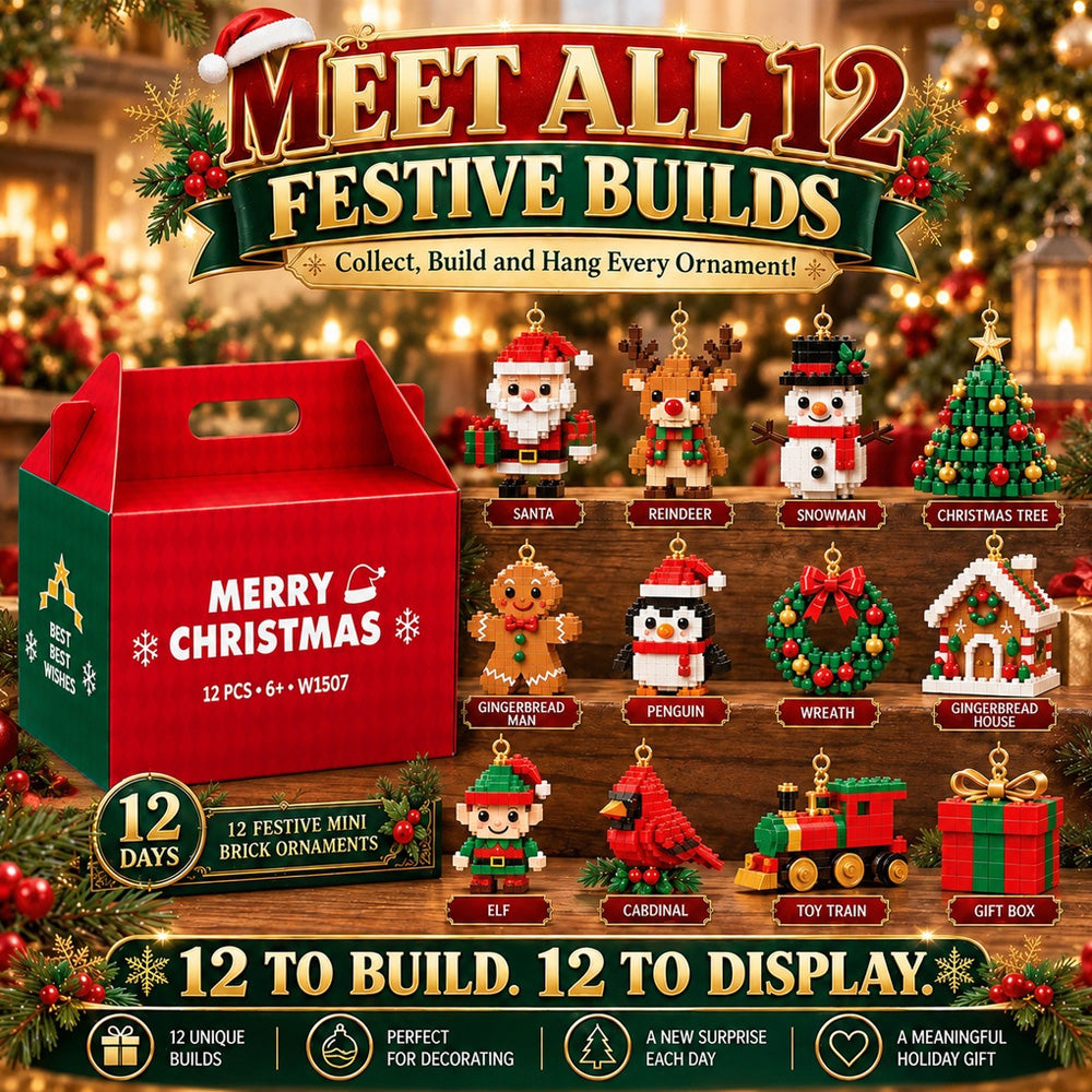 ⏳ Last day to save 49% – 🎄12-Day Mini Christmas Ornament Advent Calendar | 24 unique festive buildable designs with hanging loops—perfect for decorating Christmas trees, wreaths, and holiday displays