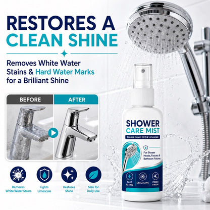 💦50% OFF!✨ Fast-Acting Shower Limescale Remover Spray 🚿💙Dissolves stubborn mineral deposits & hard water stains. Restores water flow & shine – just spray & wipe!🧼💪