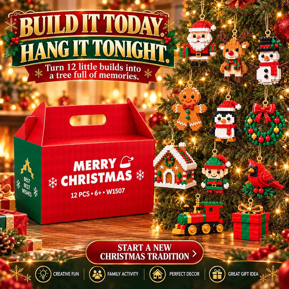 ⏳ Last day to save 49% – 🎄12-Day Mini Christmas Ornament Advent Calendar | 24 unique festive buildable designs with hanging loops—perfect for decorating Christmas trees, wreaths, and holiday displays