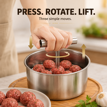 🥳🥳 Stainless Steel Manual Meatball Maker – 6 & 12 Hole Multi-Portion Press ✨