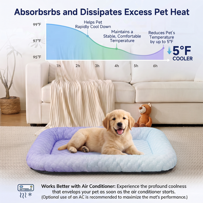Darolio®❄️Pet Cooling Mat for Dogs & Cats 🐾  Naturally Cool Ice-Silk Pad • Breathable, Washable & Soft