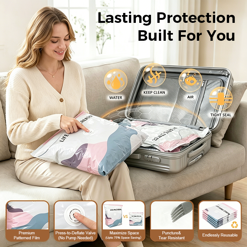 🥳2026 HOT SALE🥳💞50K+ SOLD!Darolio® No‑Pump Vacuum Storage Bags – Press & seal, no pump needed. Saves 80% space, keeps clothes dry & dust‑free. Perfect for bulky bedding & off‑season gear. 🛏️🗄️