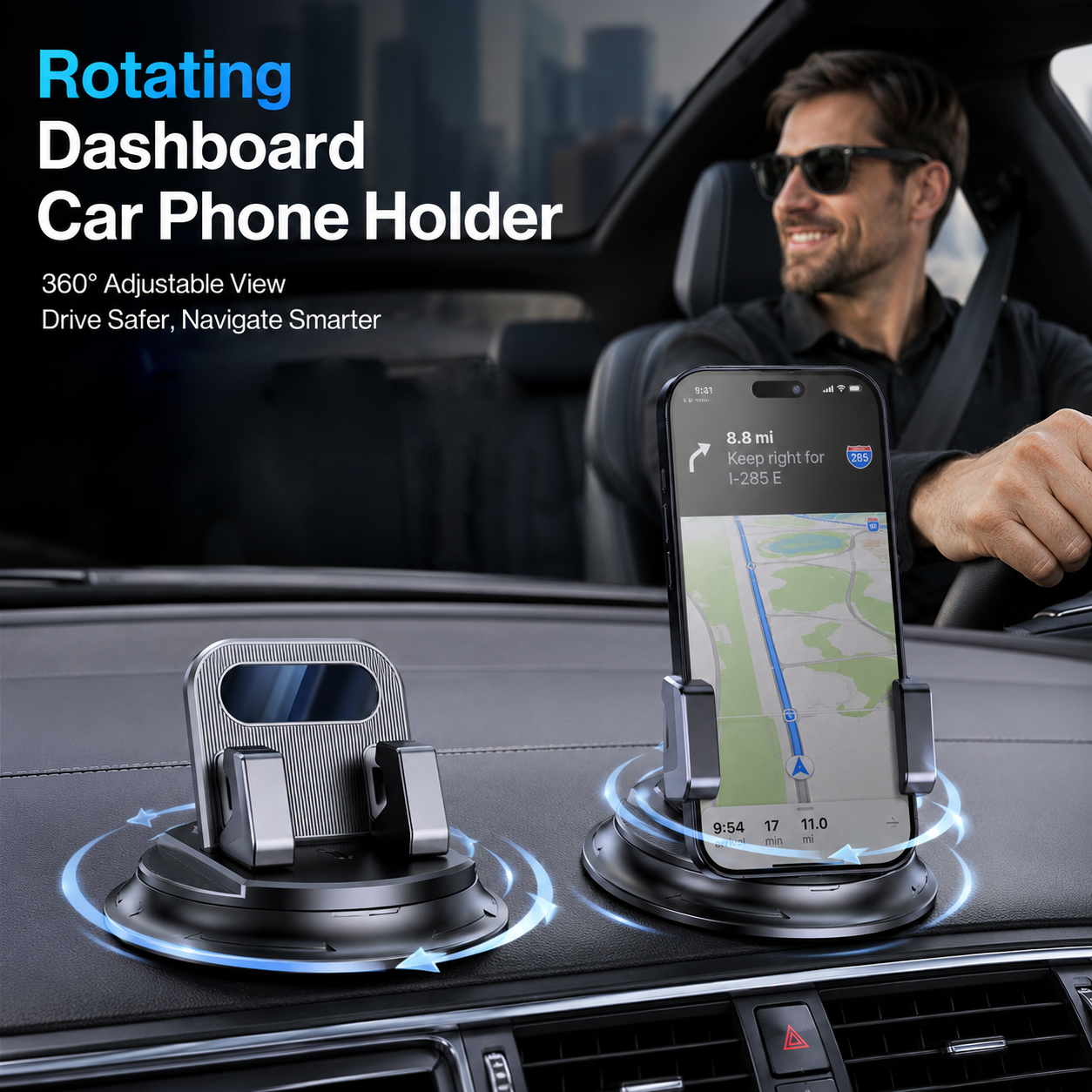 Darolio® 🚗 40% OFF NOW!📱 Rotating Dashboard Car Phone Holder – 360° Adjustable & Anti-Slip – Hands-Free Phone Mount 🛡️