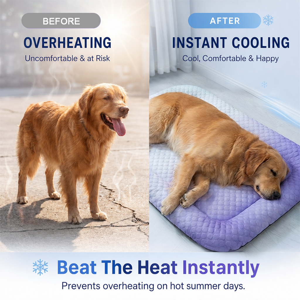 Darolio®❄️Pet Cooling Mat for Dogs & Cats 🐾  Naturally Cool Ice-Silk Pad • Breathable, Washable & Soft