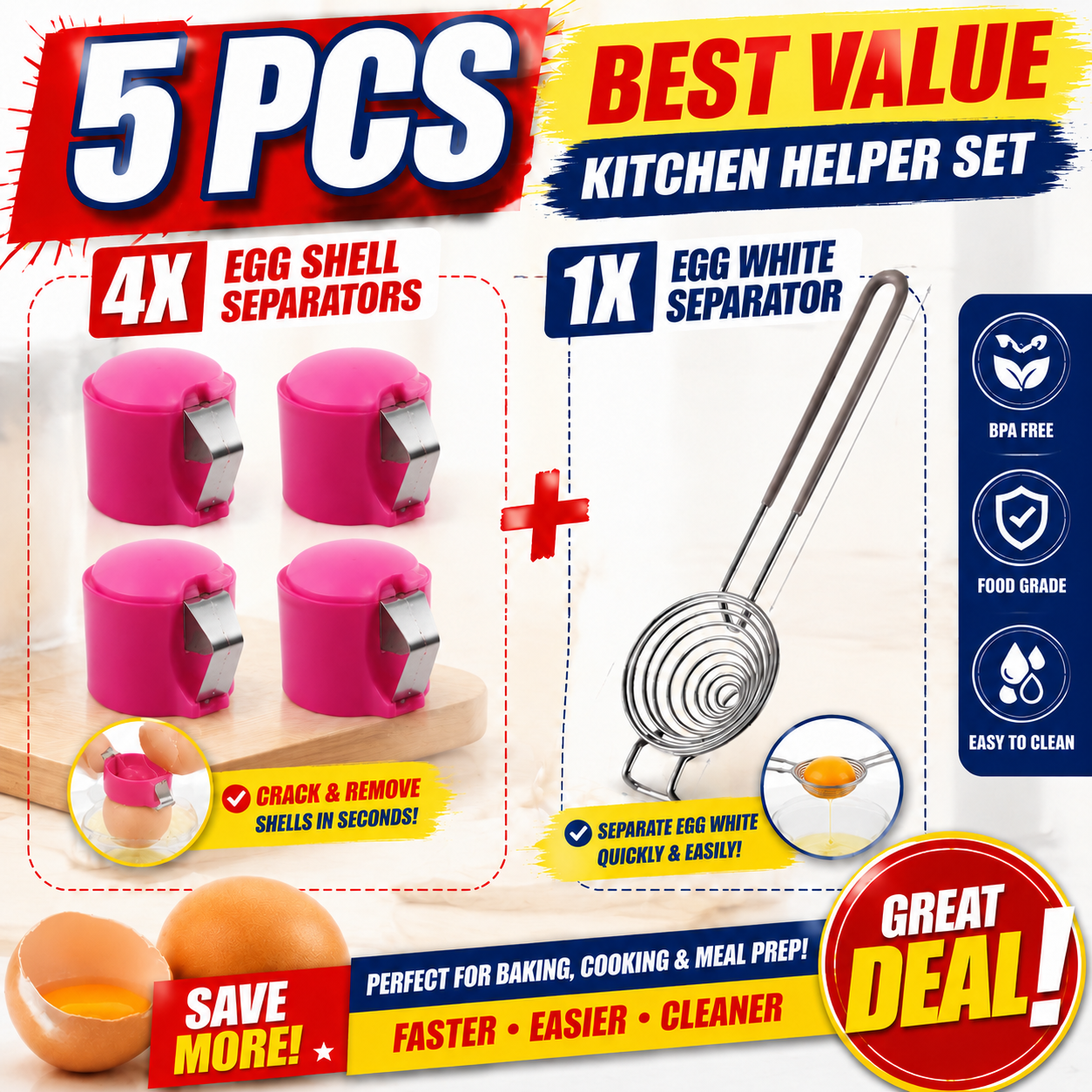 upsell🔥🔥🔥Limited-time 😮‍💨 Buy 1 Get 1 Free ！！！🍳 Quick Egg Cracker Tool – Open Hundreds Of Eggs Faster & Cleaner 🔥