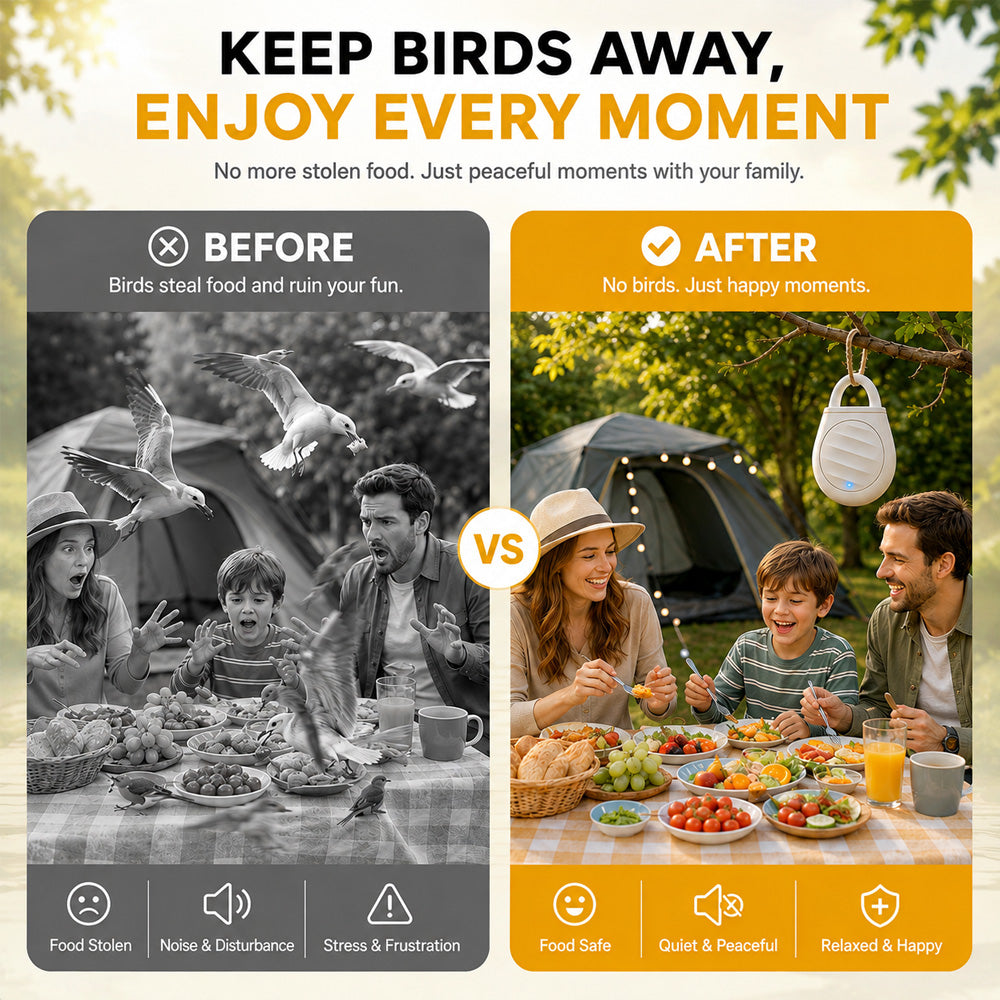 🔥Limited time: Buy 3 get 2 free!🐦 Darolio®Portable Ultrasonic Bird Repellent Keychain