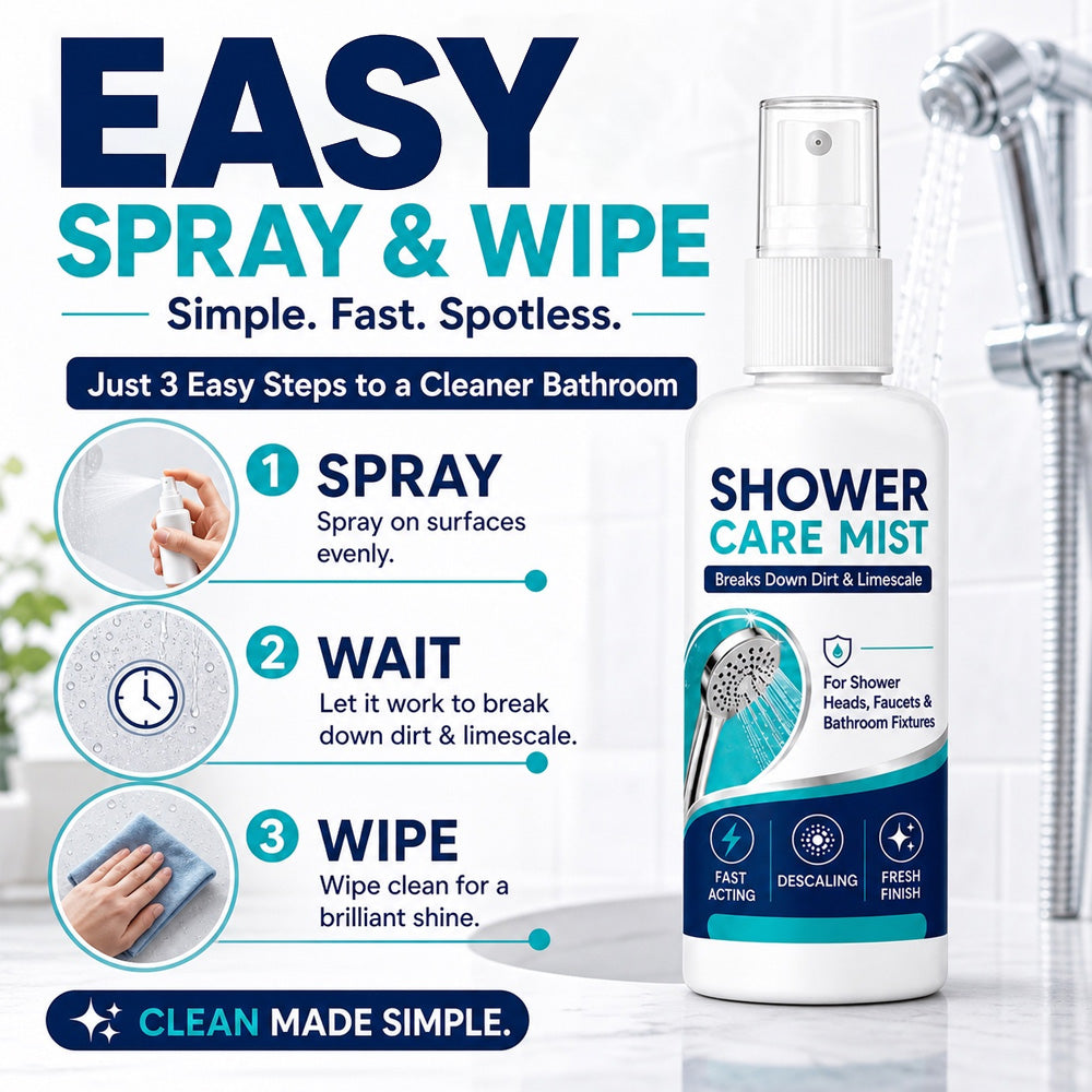 💦50% OFF!✨ Fast-Acting Shower Limescale Remover Spray 🚿💙Dissolves stubborn mineral deposits & hard water stains. Restores water flow & shine – just spray & wipe!🧼💪