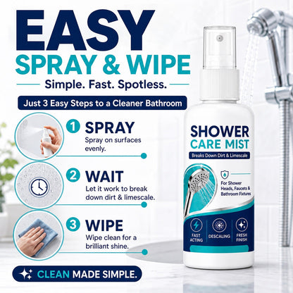 💦50% OFF!✨ Fast-Acting Shower Limescale Remover Spray 🚿💙Dissolves stubborn mineral deposits & hard water stains. Restores water flow & shine – just spray & wipe!🧼💪