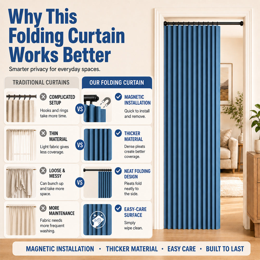 ⏰🔥LIMITED TIME 49% OFF! ✨ No-Drill Magnetic Accordion Door Curtain