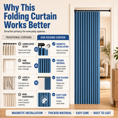 ⏰🔥LIMITED TIME 49% OFF! ✨ No-Drill Magnetic Accordion Door Curtain