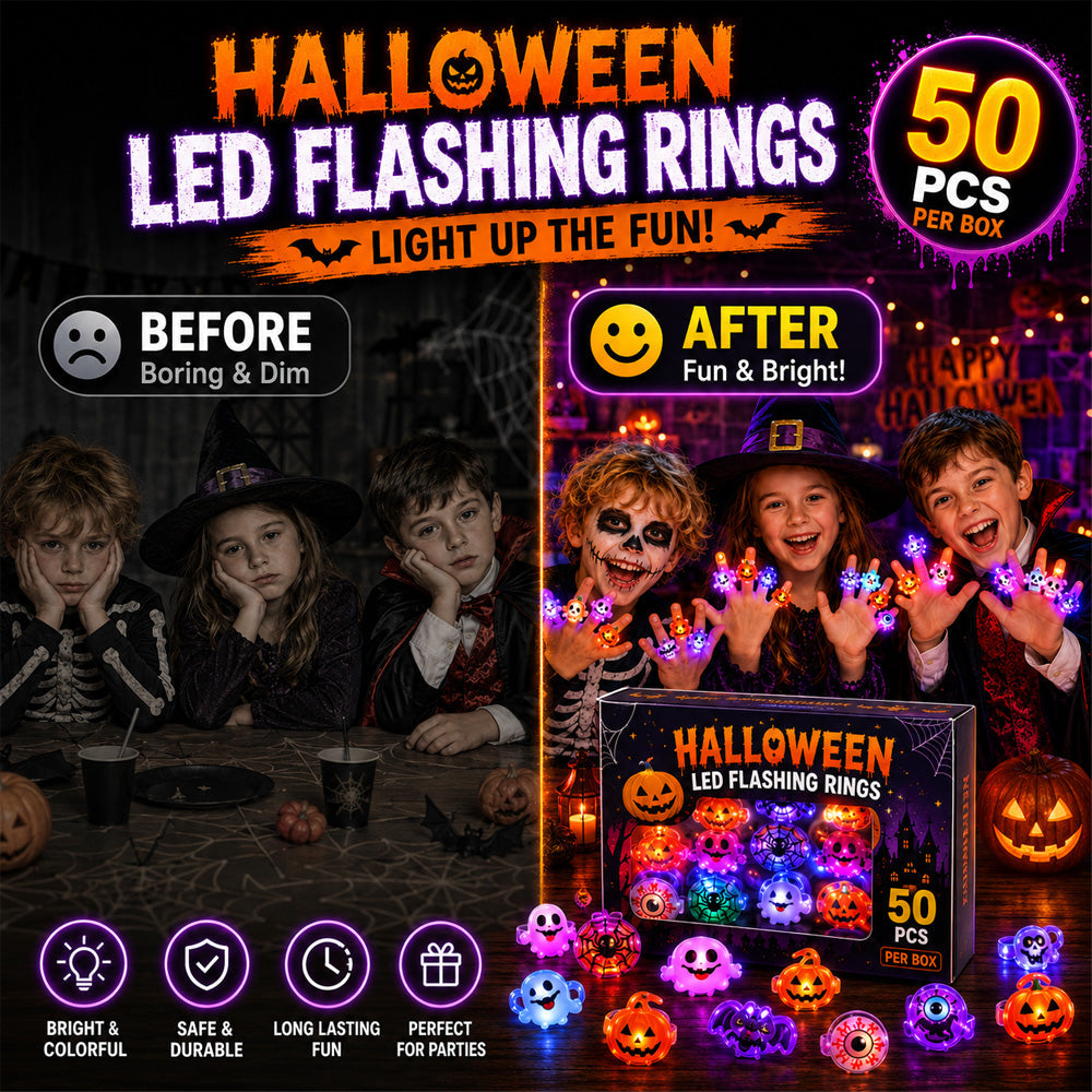 🔥🎃Spooky Season Hot Sale 50% OFF‼️✨LED Light Halloween Glowing Ring 💍| Flashing Light‑Up Party Favor for Halloween Night👻