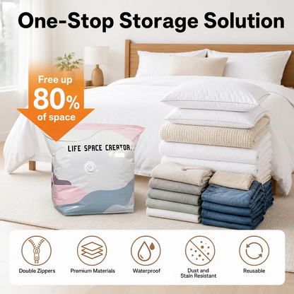 🥳2026 HOT SALE🥳💞50K+ SOLD!Darolio® No‑Pump Vacuum Storage Bags – Press & seal, no pump needed. Saves 80% space, keeps clothes dry & dust‑free. Perfect for bulky bedding & off‑season gear. 🛏️🗄️