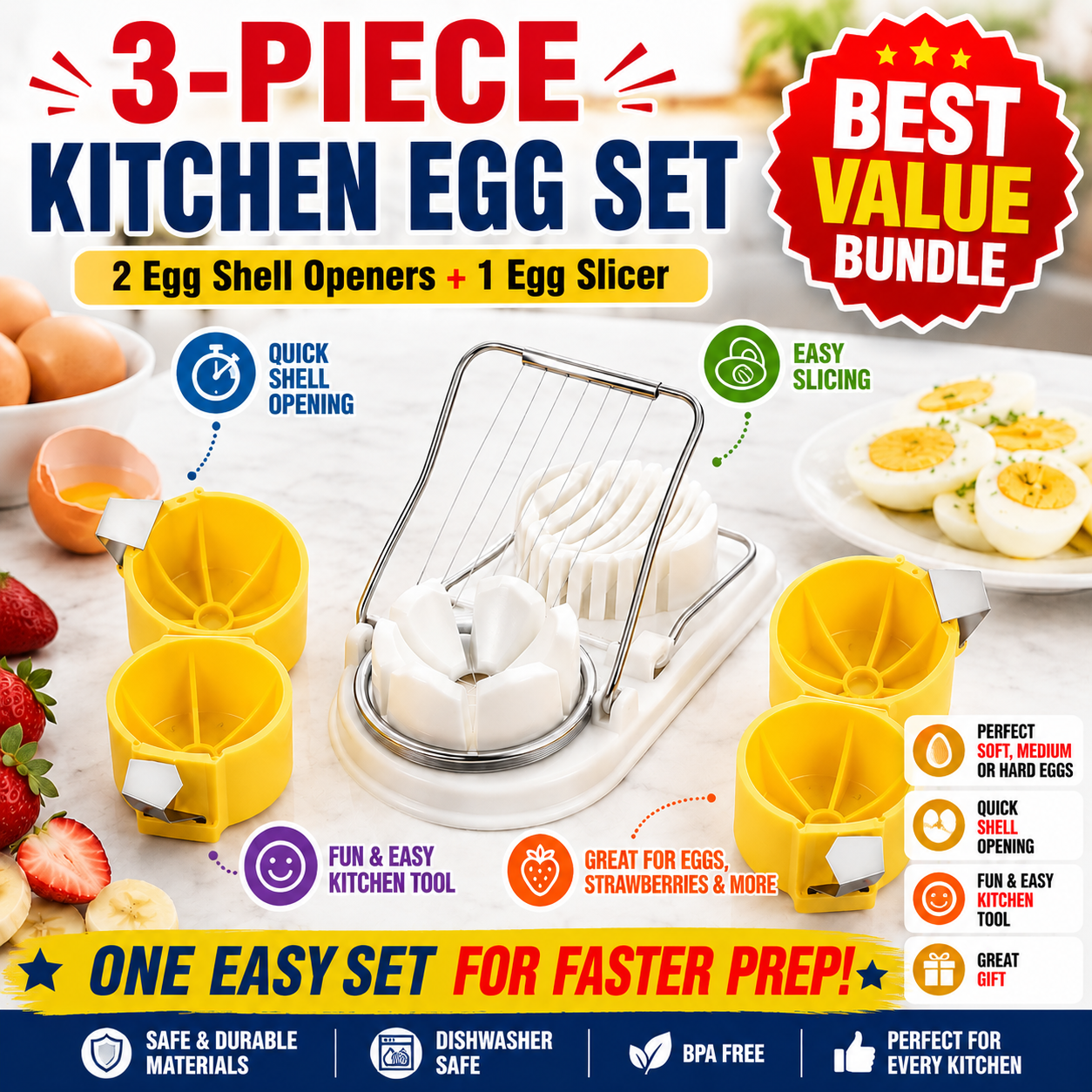 upsell🔥🔥🔥Limited-time 😮‍💨 Buy 1 Get 1 Free ！！！🍳 Quick Egg Cracker Tool – Open Hundreds Of Eggs Faster & Cleaner 🔥