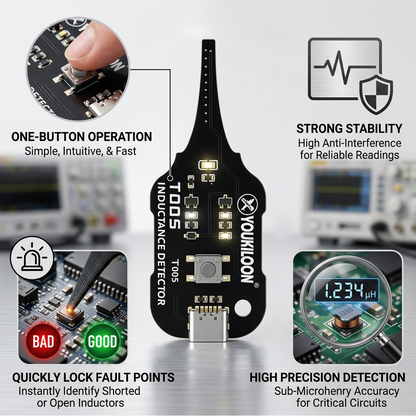 Darolio®🥳2026 HOT SALE🥳💞50K+ SOLD!💡⚙️ 50% OFF! In-Circuit Inductor Tester – One-button simplicity, clear indicator. Non-contact, rapid diagnosis. A must-have for electronics repair. 📟🕊️