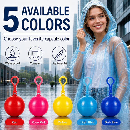 🌧️ 50% OFF! Pocket-Size Emergency Rain Poncho, Ball-Packed Waterproof Raincoat, One-Size Lightweight Rain Protection for Travel, Hiking & Outdoor