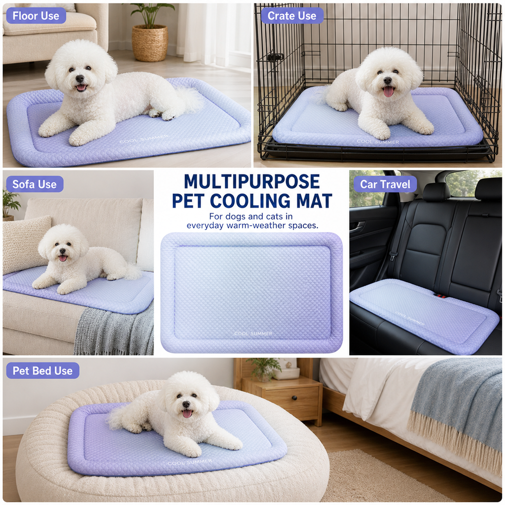 Darolio®❄️Pet Cooling Mat for Dogs & Cats 🐾  Naturally Cool Ice-Silk Pad • Breathable, Washable & Soft