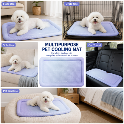 Darolio®❄️Pet Cooling Mat for Dogs & Cats 🐾  Naturally Cool Ice-Silk Pad • Breathable, Washable & Soft