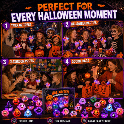 🔥🎃Spooky Season Hot Sale 50% OFF‼️✨LED Light Halloween Glowing Ring 💍| Flashing Light‑Up Party Favor for Halloween Night👻